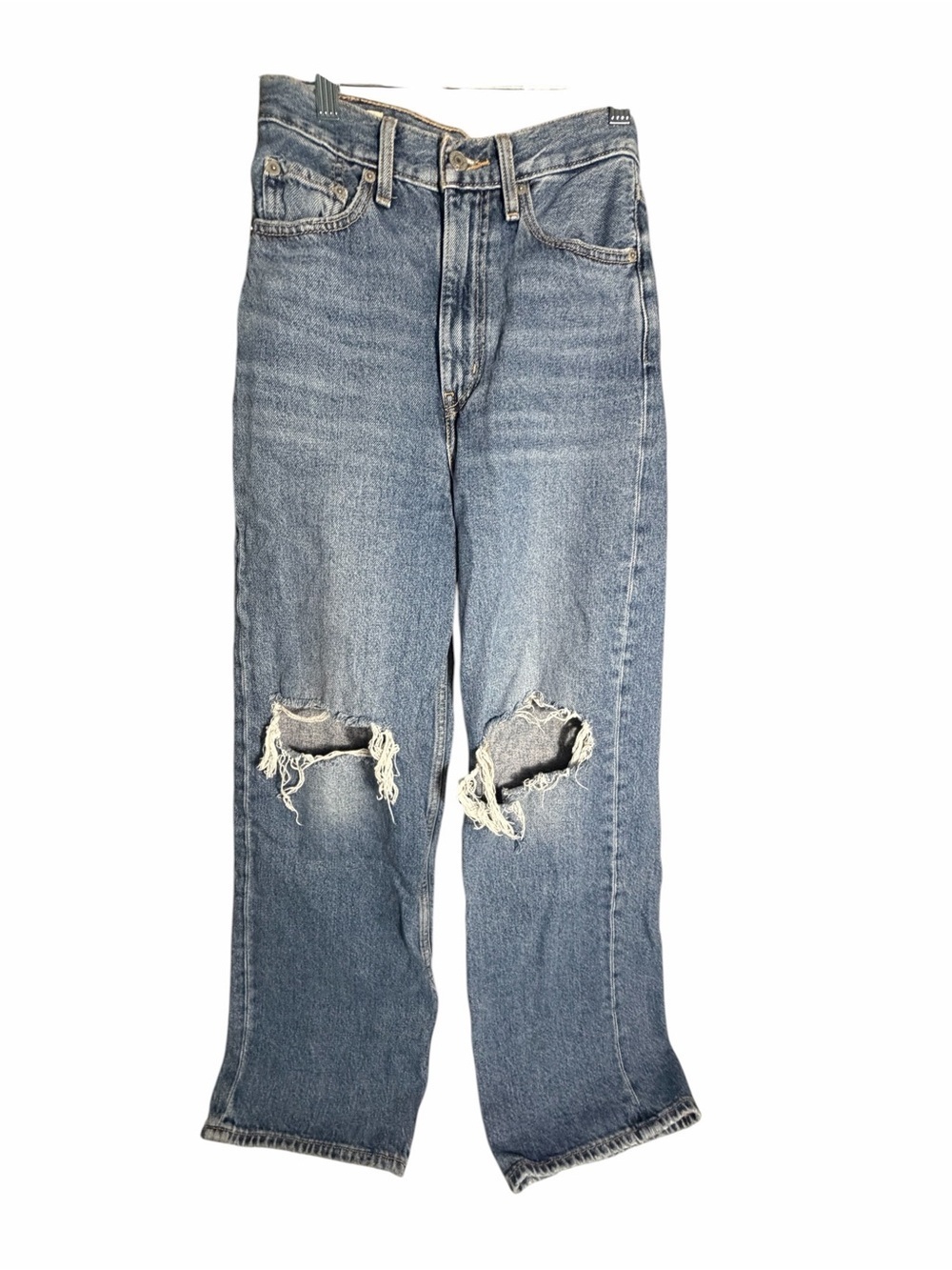 Levis High Loose High-Waisted Distressed Straight Leg Jeans Sz 24